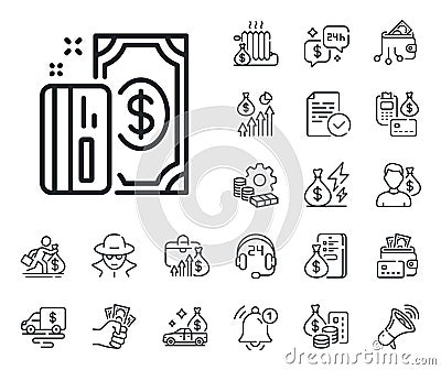 Money line icon. Payment methods sign. Cash money, loan and mortgage. Vector Stock Photo