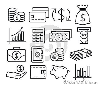 Money Line Icons Vector Illustration