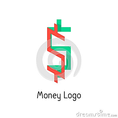 Money logotype with colored dollar sign Vector Illustration