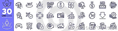 Money loss, Augmented reality and Accounting report line icons pack. For web app. Vector Vector Illustration