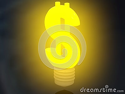 Money making idea. Light bulb with Dollar symbol. Stock Photo