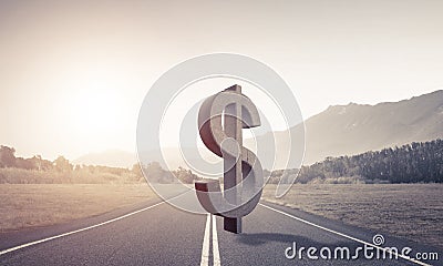 Money making and wealth concept presented by stone dollar symbol Stock Photo