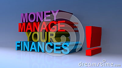 Money manage your finances on blue Stock Photo