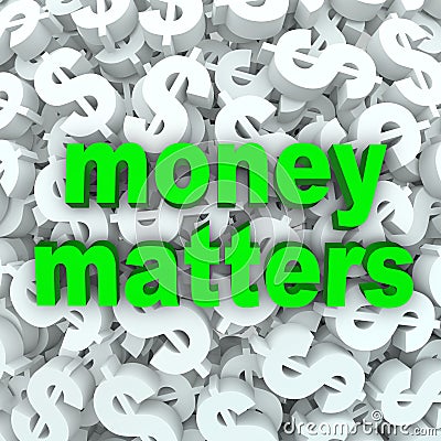 Money Matters Words Dollar Sign Currency Background Stock Photo