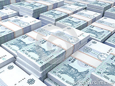 Moldova money. Leu banknotes. 5 MDL Gagauz bills. 3d illustration Cartoon Illustration