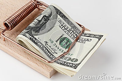 Money in a mouse trap Stock Photo