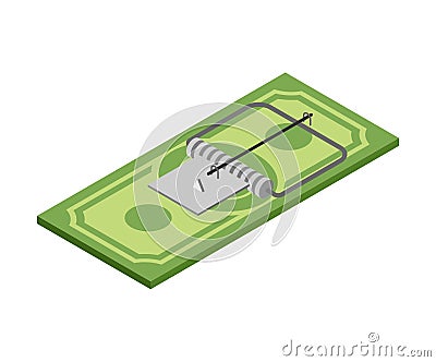 Money Mousetrap isolated. The concept of money credit Trap Vector Illustration