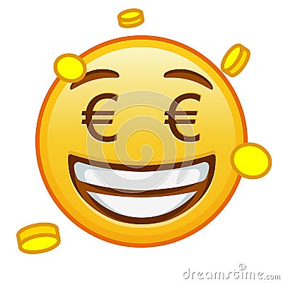 Money-mouth face Large size of yellow emoji smile Vector Illustration