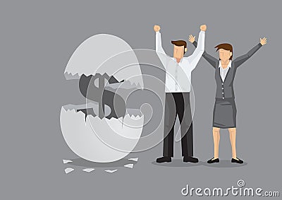 Money for Nest Egg Creative Cartoon Vector Illustration Vector Illustration