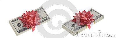 Money packages with paper decoration. Stock Photo