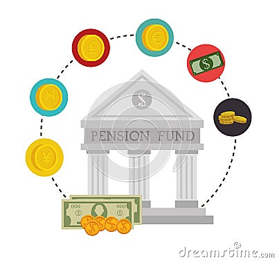 Money pension fund Cartoon Illustration
