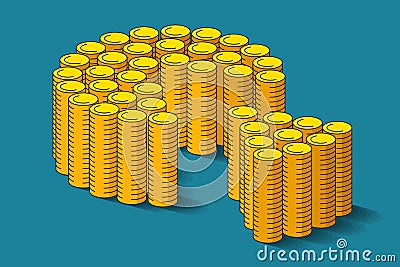Money pie and cut-out part near Vector Illustration