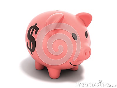 Money Piggy Bank 3d render on blue background Stock Photo