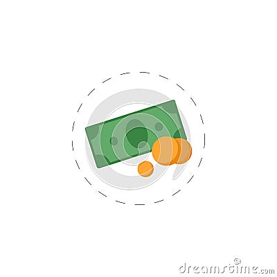 money pile. Stacked packs of dollar bills and gold coins clipart white background. money flat icon Stock Photo