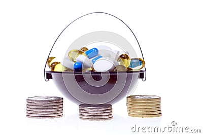 Money and pills Stock Photo