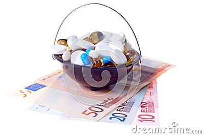 Money and pills Stock Photo