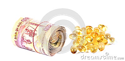 Money and pills Stock Photo