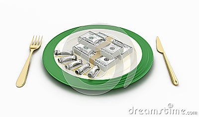 Money on the plate Stock Photo