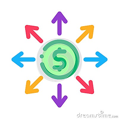 Money prevalence everywhere icon vector outline illustration Vector Illustration