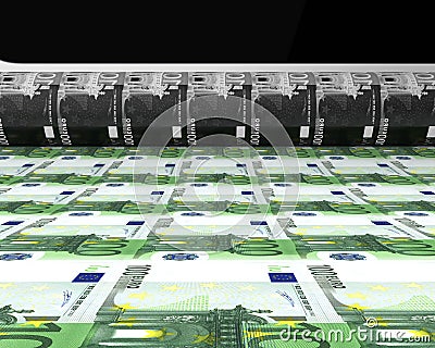 Money Printing 100 Euro Banknotes Stock Photo