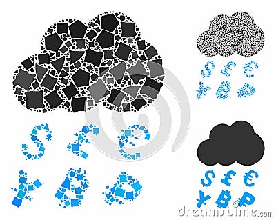 Money rain Composition Icon of Rough Elements Vector Illustration