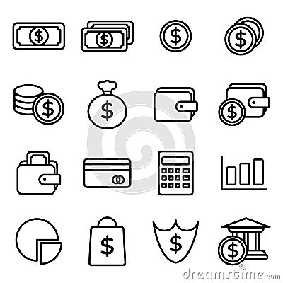Money related vector icons. Vector Illustration