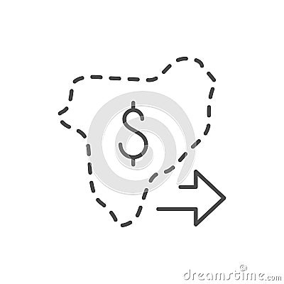 Money relocation line outline icon Vector Illustration