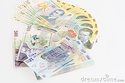 Money Romanian Leu Stack Stock Photo