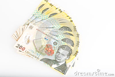 Money Romanian 200 Leu Stack Stock Photo