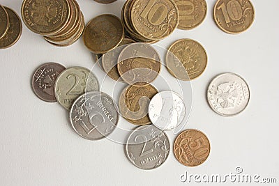 Money Russia. Coins are silver and gold Stock Photo