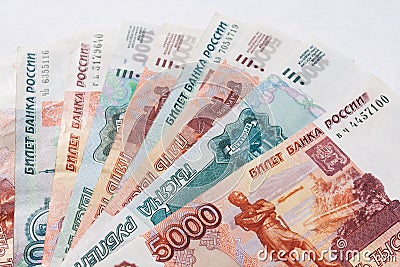 Money Russian banknotes Stock Photo