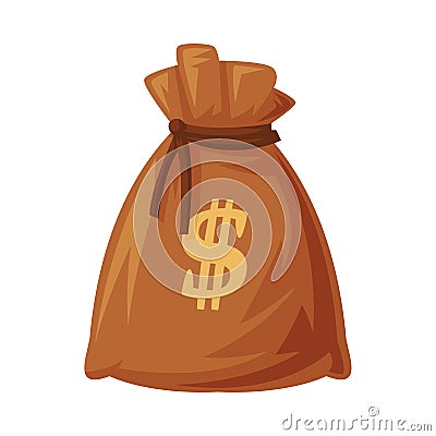 Money Sack with Dollar Sign as Wild West Object Vector Illustration Vector Illustration