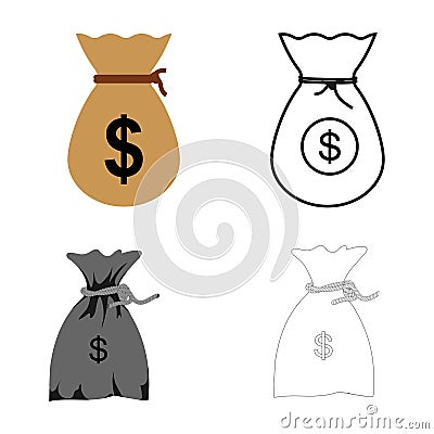 money sack or treasure icon Cartoon Illustration