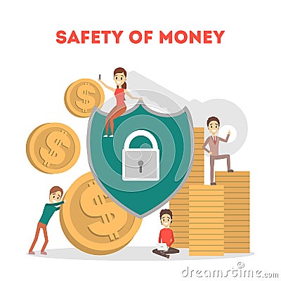Money safety concept. Idea of savings protection Vector Illustration