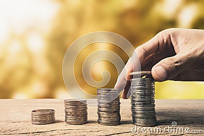 Money saving, investment, raise funds, payment or tuition fee concepts Stock Photo