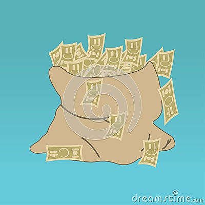 Money saving and money bag icon design Cartoon Illustration