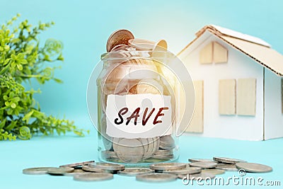 Money saving for new home design,business or construction concept Stock Photo