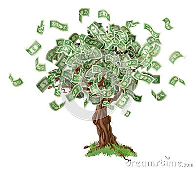 Money savings tree Vector Illustration