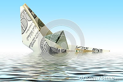 Money ship in water Stock Photo