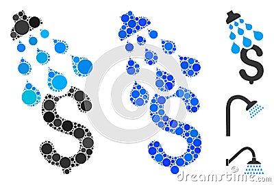 Money Shower Mosaic Icon of Spheric Items Vector Illustration