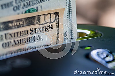 Money in Shredder Stock Photo