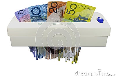 Money through a shredder Stock Photo