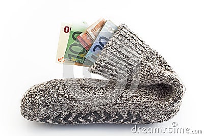 Money in a sock Stock Photo