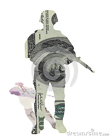 Money soldier currency dollars pound sterling Stock Photo