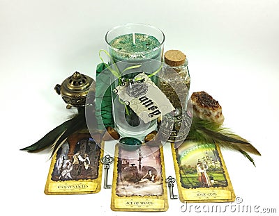 Money Spell Candle Stock Photo