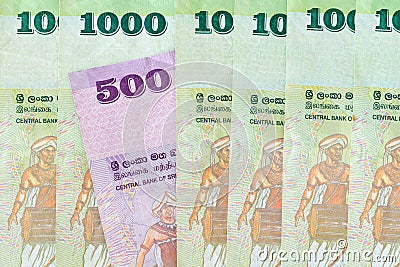 money from Sri Lanka. rupiah, high denominations Stock Photo