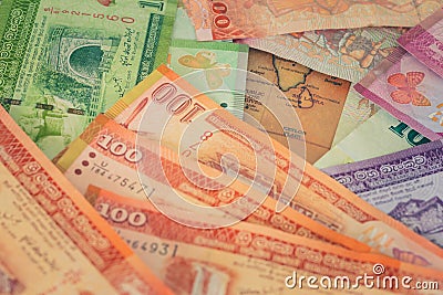 money from Sri Lanka. rupiah, various denominations Stock Photo