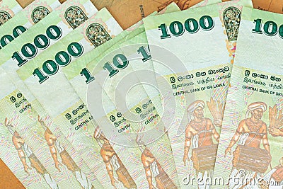 money from Sri Lanka. rupiah, various denominations Stock Photo