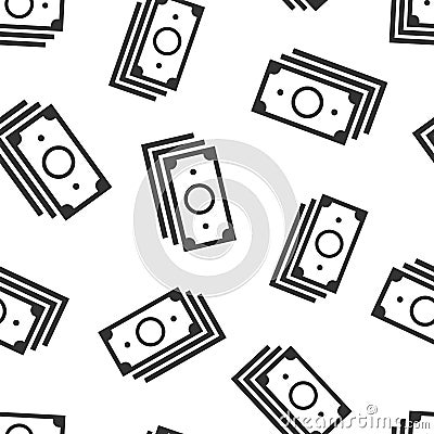 Money stack icon in flat style. Exchange cash vector illustration on white isolated background. Banknote bill seamless pattern Vector Illustration