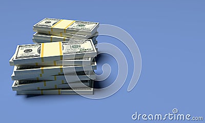 Money stacks from dollars with blank copy space backgrounds Stock Photo